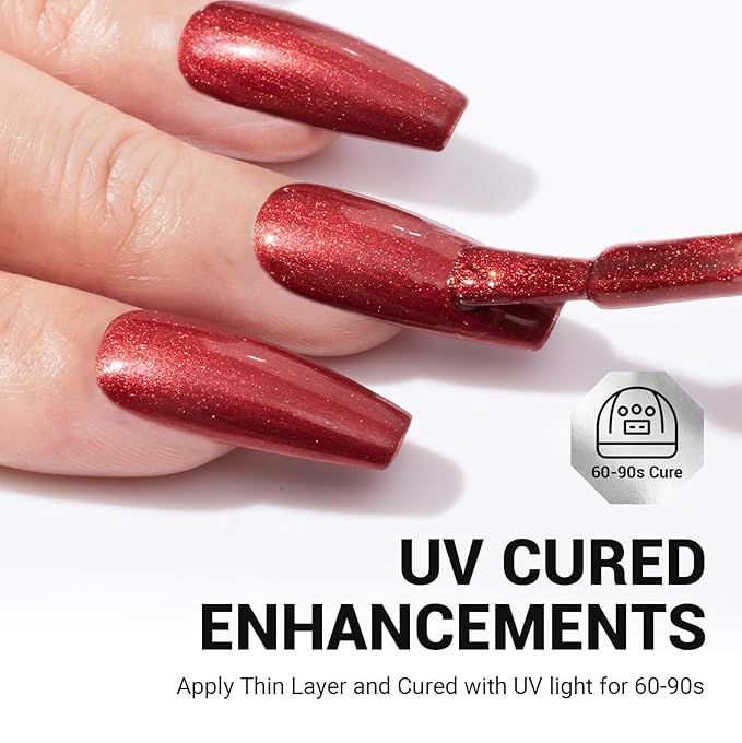 MelodySusie Velvet Red Gel Polish,0.5fl oz Soak Off UV LED Shimmer Red Sparkle Gel Polish Nail Art Manicure Salon DIY Nail Design Decoration at Home Christmas Gift for Women-z030
