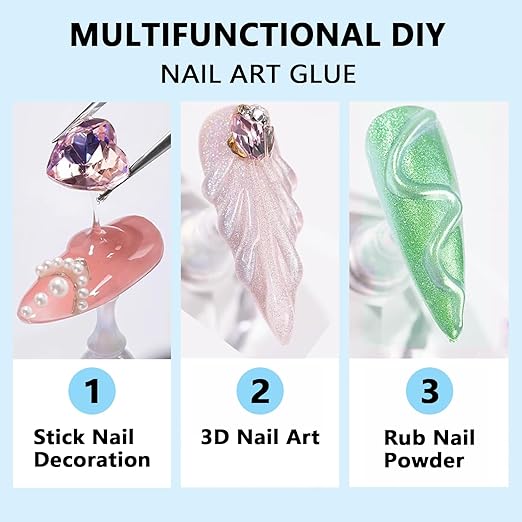 Nail Rhinestone Glue,Super Strong Rhinestones Gel Nail Glue for 3D Nails Beads Stickers Stones Crystals Diamond Art Jewels 3D Decorations Tools,Cured Need