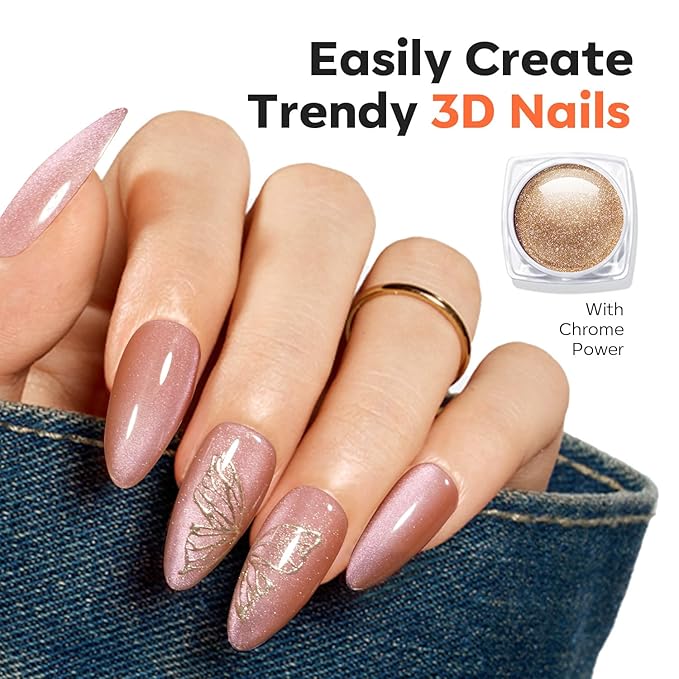 modelones 16 PCS Gel Nail Polish Stamping Plate Set, French Tip Tool Stamper & Scraper, Gold Silver Pearl Chrome Powder Proof Matte Top Coat 2 Colors Painting Gel for Nail Art Fall Manicure Gift Kit