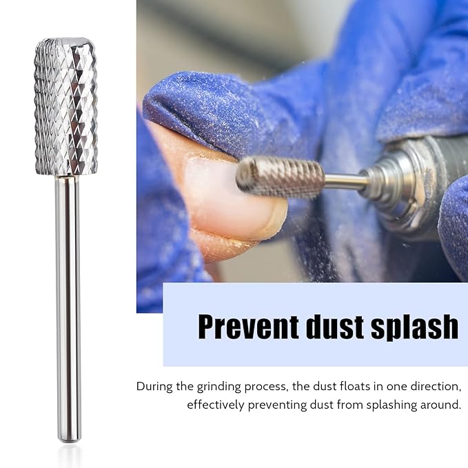 QUNZHAO Nail Drill Bits Dust Droof Bit Tungsten Steel Fast Remove Acrylic or Hard Gel 3/32" Shank - Manicure, Nail Art, Drill Machine (Coarse - C, Silver)