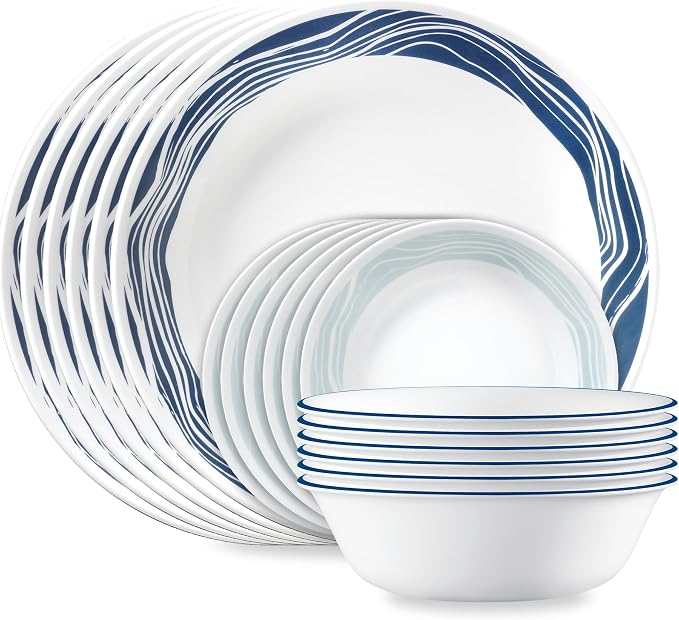 Corelle Vitrelle 18 Piece Glass Dinnerware Sets Service by Corelle