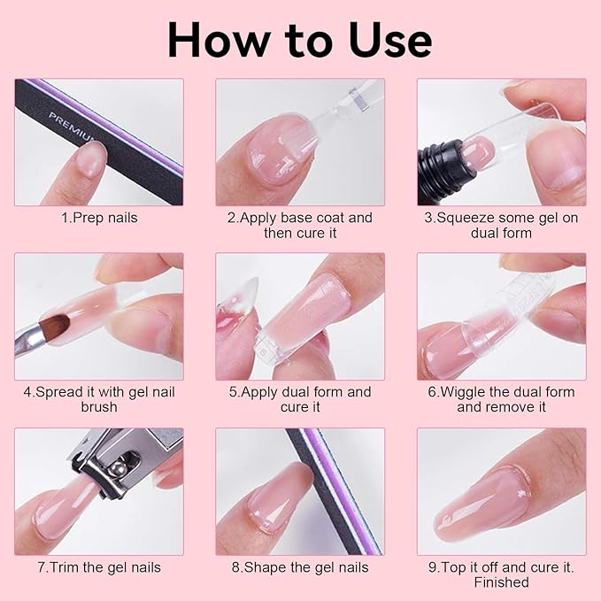 Makartt Poly Nail Gel Set - 4 Fall ColorsStrong Builder for Extension Overlay Strengthener 3D Diy, Multifunctional, Long-lasting for Nails French Manicures Home Salon White Pink Nude Brown