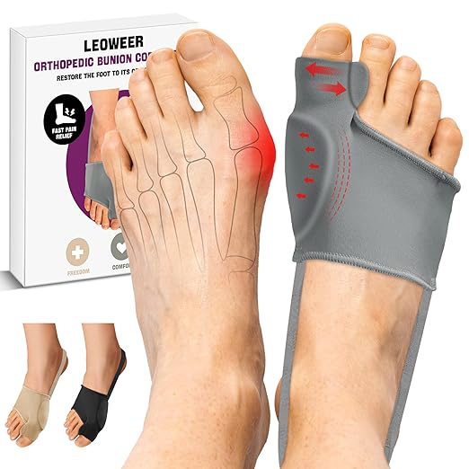 Bunion Corrector Sleeve, Breathable Bunion Big Toe Alignment Splint with Anti-Slip Heel Grip,4 Sizes,Extra Thick Gel Pads & Adjustable Straps for Hallux Valgus Comfort.