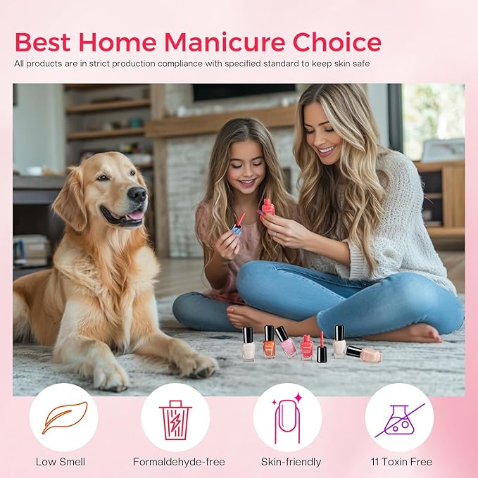 Morovan Pink Nail Polish Set: Pearl White Light Coral Pink Fingernail Polish Kit Shimmer Sparkle Air Quick Dry Glossy Nail Pack for 2025 Nail Art Manicure Holiday Gift Party for Women