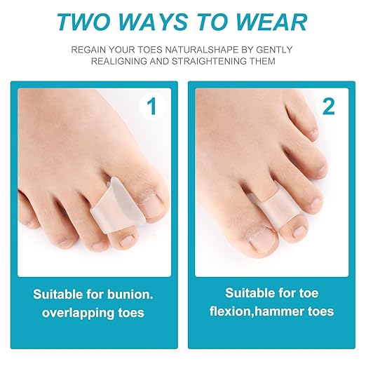 6Pcs Hammer Toe Straightener Corrector,Toe Straighteners for Curled Toes,Toe Spacers for Women Men Hammertoe Corrector for Crooked,Bunion,Hammer Toes(Clear Large Size)