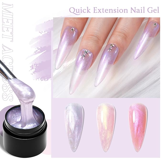 MEET ACROSS Poly Nail Gel 8Pcs Nail Extension Gel Set and Nail Extension Starter Kit for Beginners Nail Art DIY Home Gifts for Women (Aurora-2, 8pcs)