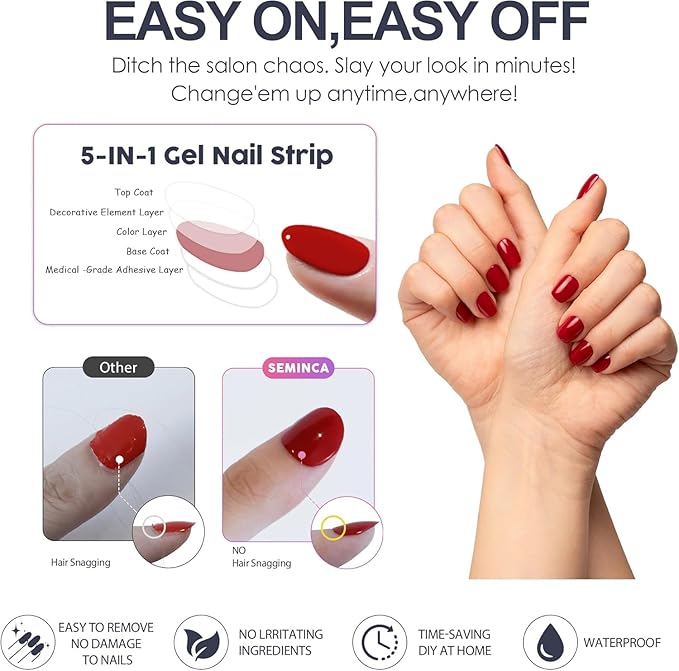 Semi Cured Gel Nail Art Wraps-Salon Look Easy Peel Press On Nails,Semi Gel Natural Look, Easy Apply & Remove,Strong Hold Fake Nails,Works with Any UV/LED Lamps(Greenish Blue)