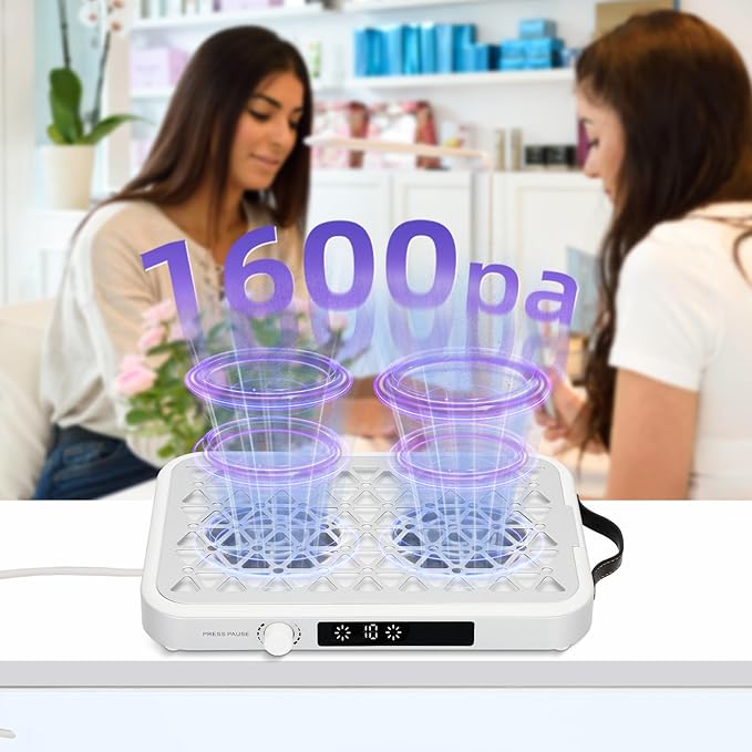 Nail Dust Collector,Professional Dust Collector Nail Tech（Wired）, 1600PA Portable Nail Vacuum with 10 Speeds & 30 Disposable Filters,Suitable for Home & Salon – Low Noise, Quick Heat Dissipation