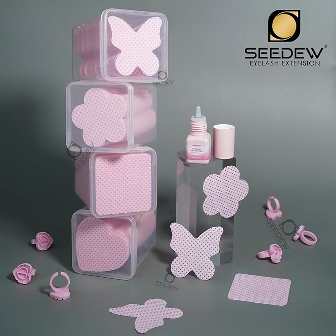 200 Pieces Pink Lash Glue Wipes, Nail Wipes, Square Shape Lint Free Magic Wiper Cloth, Lash Extension Supplies (1 Box) (Simple Packaging)-(Pink Square Shape)