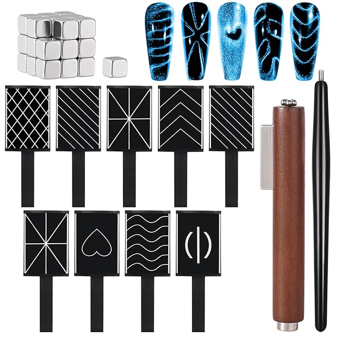 38 PCS Cat Eye Magnet For Nails Cat Eye Gel Nail Polish Magnet 3 IN 1 Cat Eye Magnetic Nail Polish Wand Multifunctional Nail Art Magnet Manicure Design Tools DIY Salon Accessories