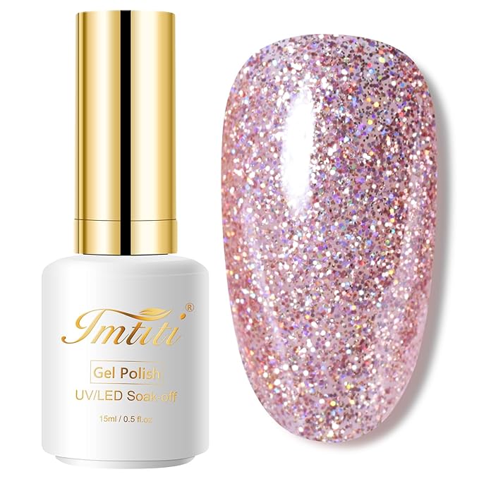 Gel Nail Polish, 1 Pcs 15ml Glitter gold gel nail polish Color Soak Off Gel Polish Nail Art Manicure Salon DIY Nail Lamp Gel Nail Design Christmas Decoration at Home