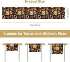 Coffee Theme Table Runner, Rustic Coffee Time Cafe Cup Latte Cappuccino Tea - Image 5