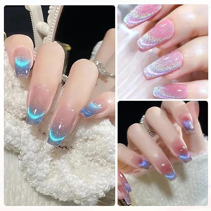 4 Pieces Extra Large Cylindrical Cat Eye Magnet for Nails Double-Head Magnetic Gel Polish Stick Multi-Function Nail Magnet Strong Magic Cat Eye Manicure Design Tool