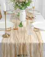 Beige Cheesecloth Table Runner Gauze Rustic Boho Party Decoration | 35x120 - Image 5