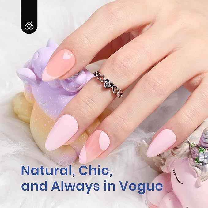 Beetles Gel Nail Kit Clear, Almond Short, 500pcs 12 Sizes, with 9 in 1 Glue Mini UV&LED Lamp, Fall Nails, Acrylic False Tips Kit Easy Nail Extension Set for Home DIY Salon Gift for Girls