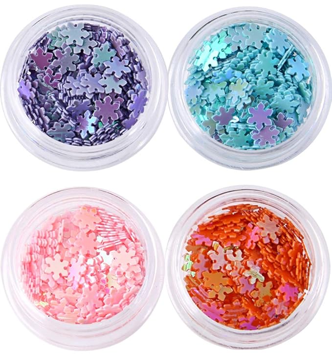 Nail Art DIY Snowflakes Glitter Sequins 3D Christmas Flower Flakes 12 Colors