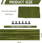 10 Pack Olive Green Cheesecloth Table Runner 6FT Boho Gauze Fabric Table Runner - Image 2