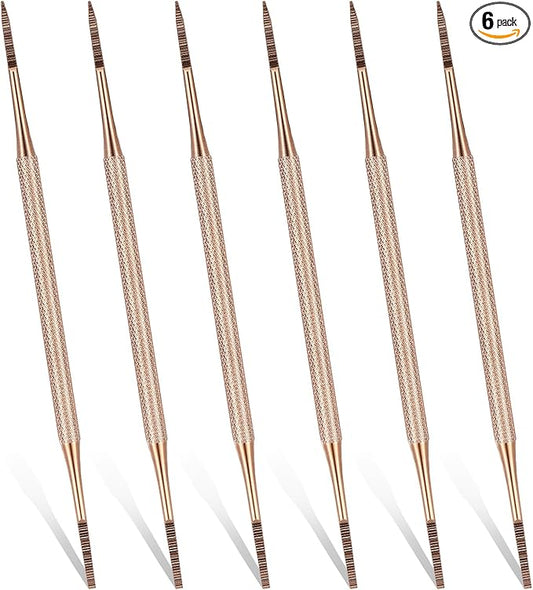 Mudder 6 Pack Ingrown Toenail Files Double Sided Toenail Lifters One Side Flat and One Side Curved Stainless Steel Manicure Treatment Removal Pedicure Tools for Feet Under Nail Cleaner (Rose Gold)