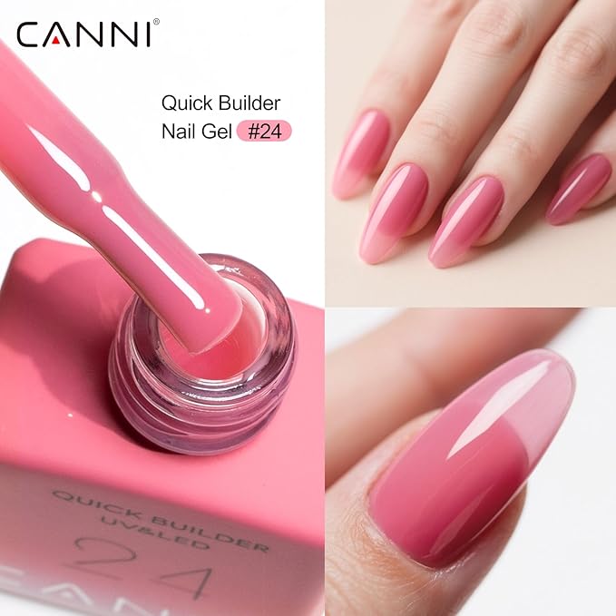 CANNI 6 Pcs 9 Ml Nude Pink Builder Nail Gel Polish Set- Jelly Pink Builder for Nails Strengthener Gel Thickening Extension for Beginners DIY Home Salon Manicure
