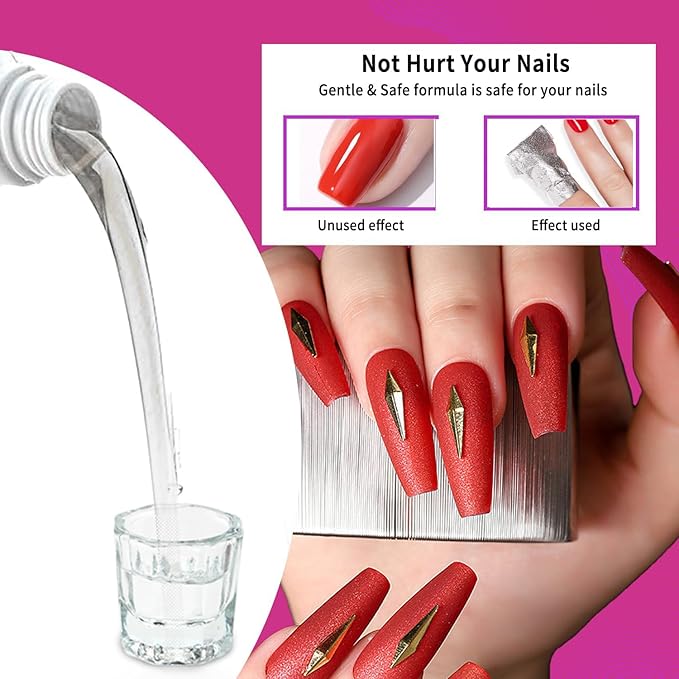 Nail Polish Gel Remover Kit with Glass Cup and 50 Cotton Pads - Professional Fingernail Polish Remover for Soak Off Gel&Artificial Nail.120ml/4oz