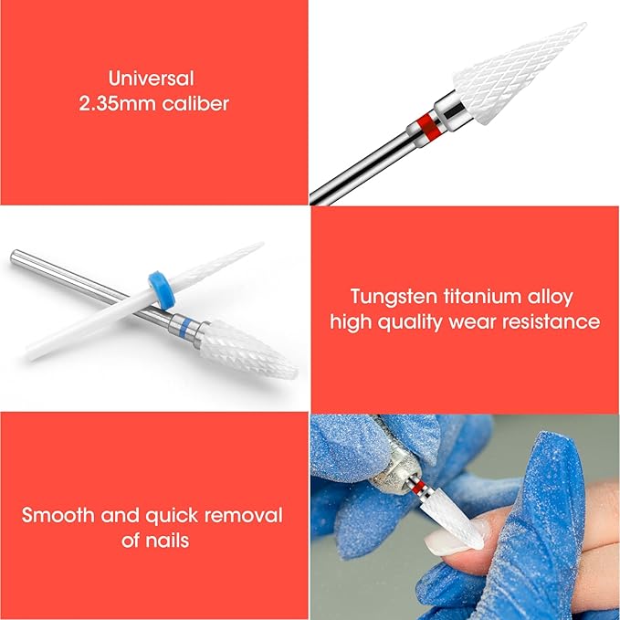 8 Pack 3/32" 5 in 1 Professional Ceramics Nail Drill Bits Sets, Safety Drill Bits Tech, Cuticle Bit Fast Remove for Manicurist Nail Salon Manicure Pedicure Gel Polishing (8 Shapes)