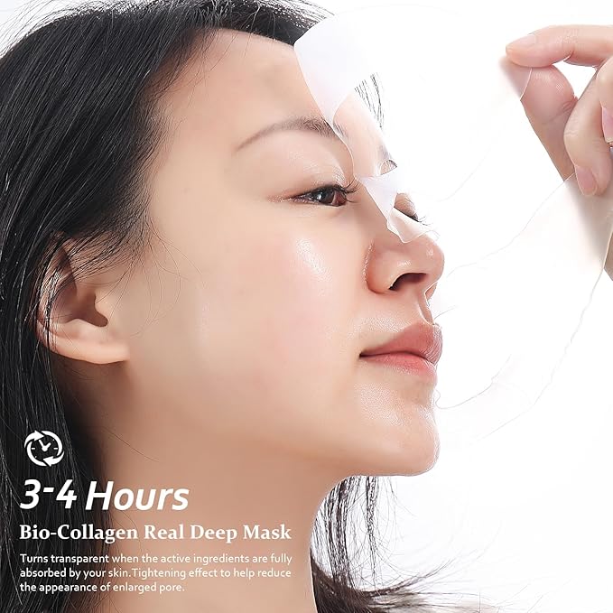 Collagen Night Wrapping Mask, Bio-Collagen Face Masks - Deep Hydrating Overnight Face Mask, Korean Skincare, 4 PCS Facial Treatments & Masks for Women - Firming & Moisturizing