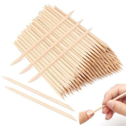 AHIER 50PCS/150PCS/500PCS/1000PCS Nail Art Orange Wood Sticks Cuticle Pusher Remover Manicure Pedicure Tool 110mm (150P)