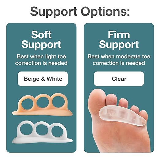 ZenToes Hammer Toe Corrector for Women & Men | Triple Loop Gel Toe Spacers & Separators | Realign Bent, Crooked, Curled, Claw, Hammertoes | Soft Support for Straightening | 4 Pack, White