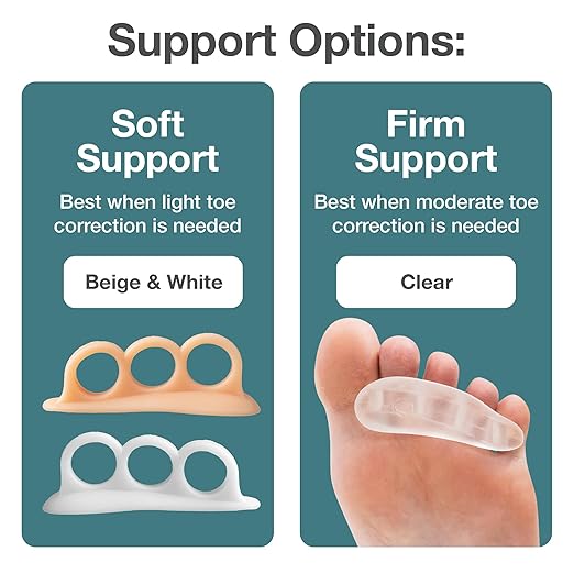 ZenToes Hammer Toe Corrector for Women & Men | Triple Loop Gel Toe Spacers & Separators | Realign Bent, Crooked, Curled, Claw, Hammertoes | Firm Support for Straightening | 4 Pack, Clear