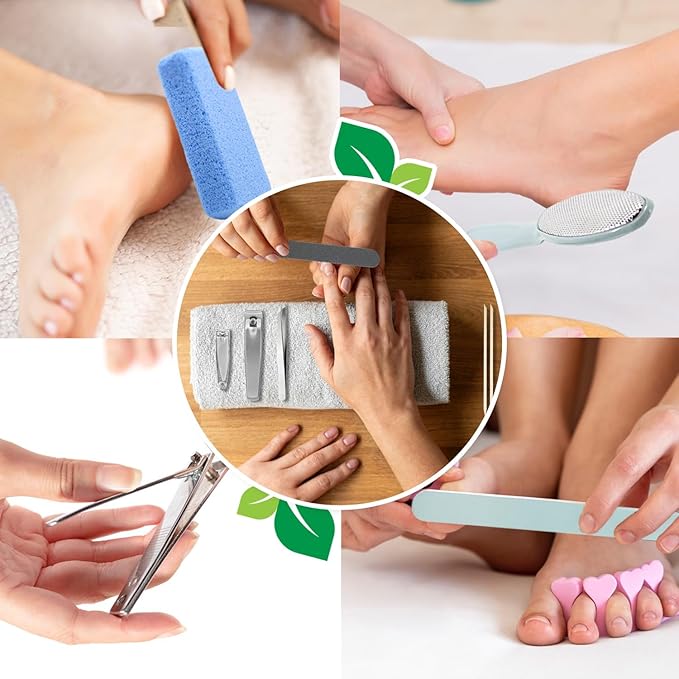 Earth & I Nail Clippers and Pumice Stones for Feet with Manicure Set, Foot Scrubber, Nail File, Nail Clippers, Pedicure Tools for Feet, Pedicure Tools Kit - Ocean Blue - 11 Ct