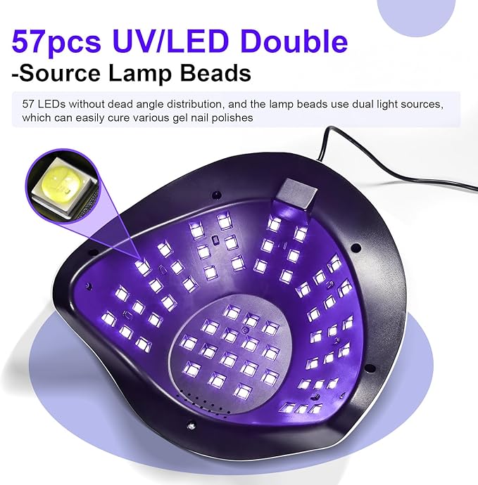 JODSONE Professional U V Nail Lamp with Phone Holder Automatic Sensor and 4 Timers Features 57 Bulbs Nail Lamp for Art Design