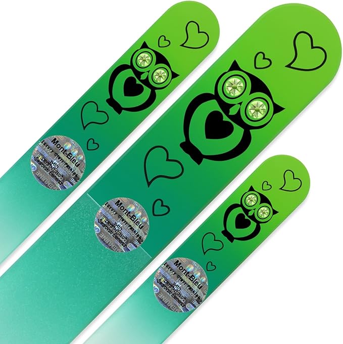 Mont Bleu Set of 3 Owls Crystal Nail Files hand decorated with crystals - Handmade - Czech Tempered Glass