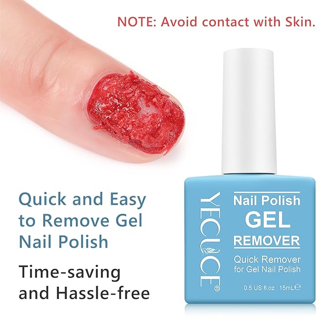 Gel Nail Polish Remover, Nail Polish Remover Gel Polish Remover for 2-3 Minutes Quick & Easy Remove No Need for Foil, Soaking or Wrapping (15m +1 PCS Cuticle Pusher +1 PCS Nail Polish Scraper)
