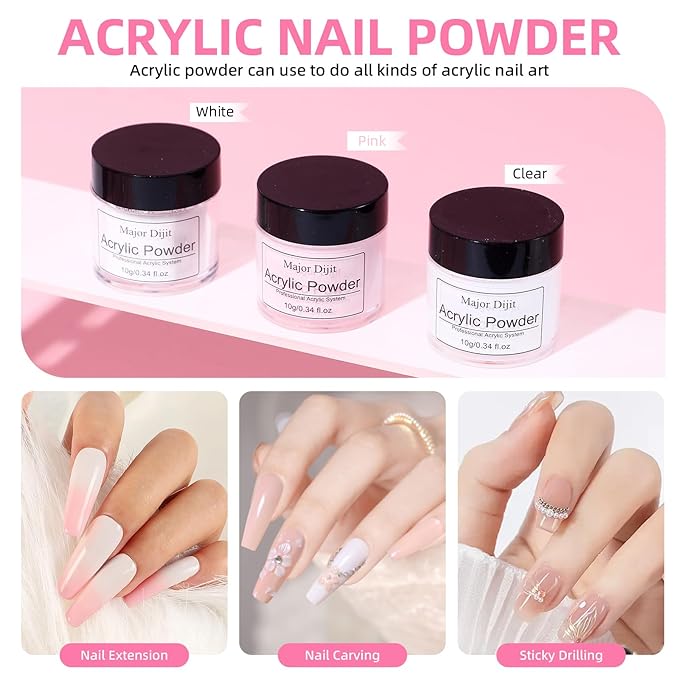 Acrylic Nail Kit with Everything for Beginners Starter Complete Set with Drill Light Nail Polish Extension Gel Nail Art Decoration Tools for Salon Starter Home Salon