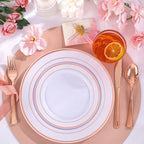 WELLIFE 600 PCS Rose Gold Disposable Dinnerware Set - Image 4
