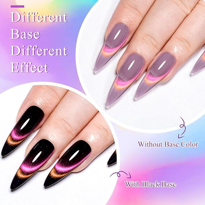 MEET ACROSS Glass Cat Eye Gel Polish Set 9D Galaxy Magnetic Cat Eye Gel Nail Polish Set Neon Colorful Magnetic Nail Polish with Magnet Cateye Gel Polish Kit for Home DIY Manicure Varnish Art Design
