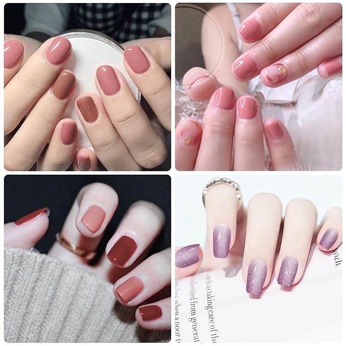 Wokoto 20 Sheets Pink & Red Nail Wraps - Solid & Gradient Designs, Stickers, Full Nail Wraps, Art Decals