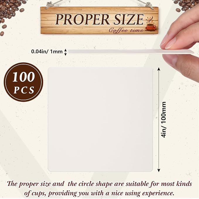 TaoBary 100 Pcs Disposable Paper Bar Coasters Bulk, 4 Inch Cardboard Coasters - Image 3