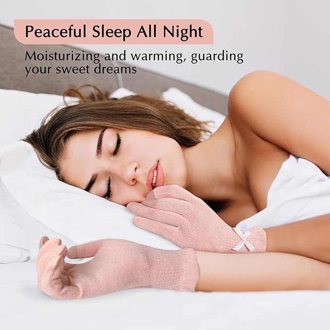 Evridwear Cotton Moisturizing Gloves Overnight Touchscreen for Dry Hands SPA Eczema Hand Care, Day and Night Moisturizing Sleeping Gloves (2 Pairs L/XL, Feather Weight Pink)