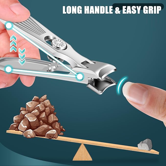 Nail Clippers for Men Thick Nails with Catcher, Large Toenail Clippers with Wide Jaw Opening for Seniors, Heavy Duty Long Handle Fingernail Clipper Gifts for Men Women Adult