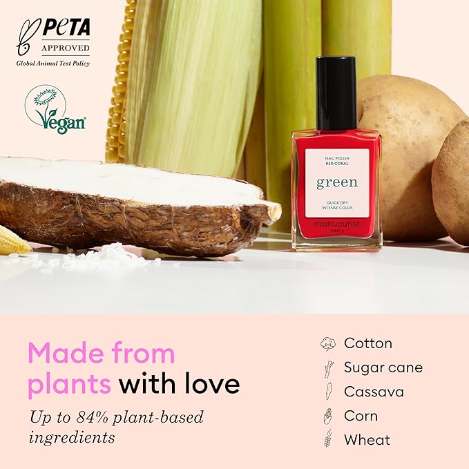 Manucurist Green Tuileries - Green Nail Polish - 9-Free, Vegan and Plant-Based - Quick Dry Manicure - Non Toxic - Made in France - 0.5 fl oz