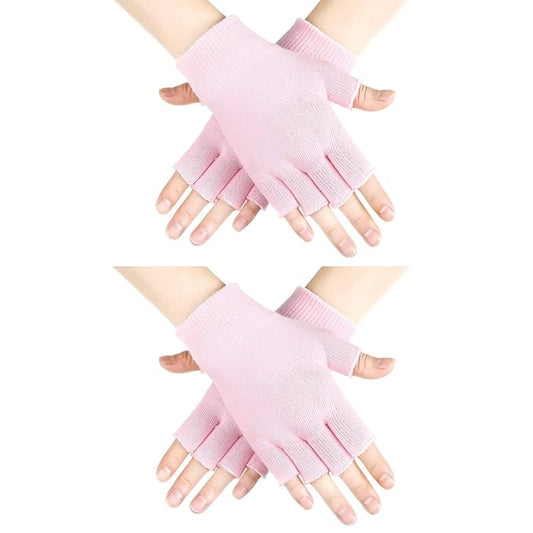 2 Pairs Fingerless Moisturizing Gloves Fingerless Gloves for Women Cotton Soft Moisturizing Eczema for Dry Rough and Cracked Hands Repair Arthritis Hand Typing for Men and Women (Pink)