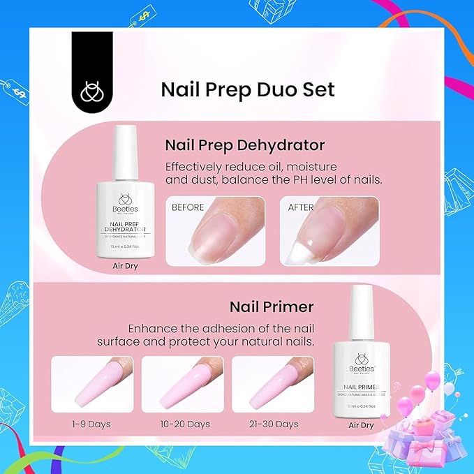 Beetles Gel Nail Kit Short Almond with Nail Dehydrator and Primer, 576Pcs Half Matte Etch-X Gel Nail Tips Solid Nail Glue Mini Nail Lamp Acrylic Nail Tips Easy DIY Nail Extension Set Gift for Women