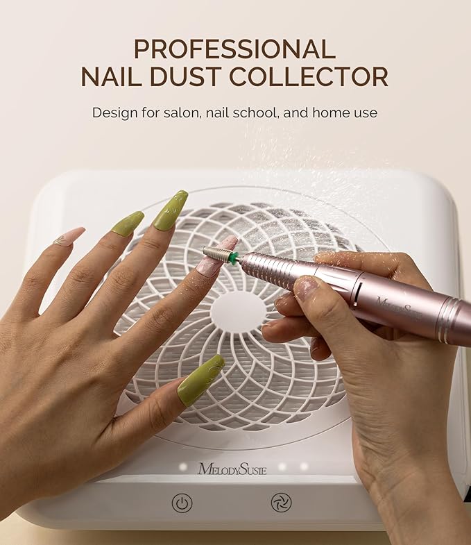 MelodySusie Nail Dust Collector,SproF Professional 4500 RPM Nail Vacuum Fan Vent Dust Collector with 3 Suction,Touch Control,Powerful Suction Nail Tech Tools Manicure Accessories for Nail Salon,Home