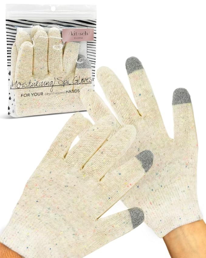 Kitsch Moisturizing Gloves Overnight for Dry Hands Treatment, for Women & Men | Soft Hydrating & Infused Gel Spa Gloves for Kids, One Size Fits Most, Washable & Reusable Pair