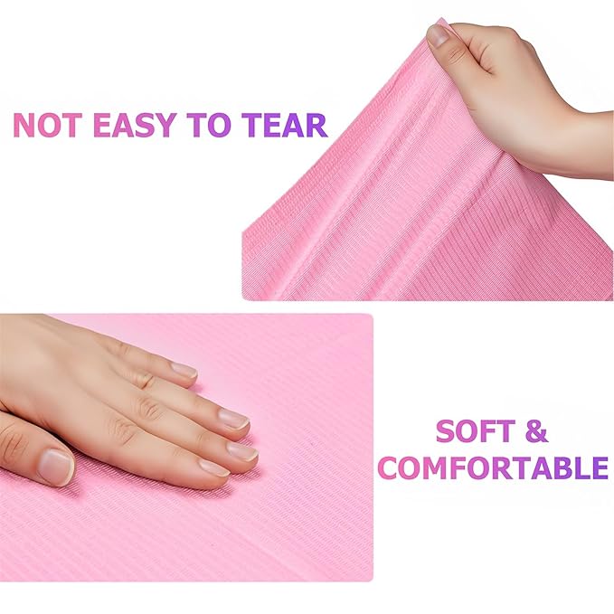 Makartt Disposable Nail Mats: 20 Pcs Fordable Nail Paper Towels for Table Acrylic Practice Sheet 3 Ply Waterproof Nail Art Table Mats Clean Pads for Salon Manicure Tattoo Pink
