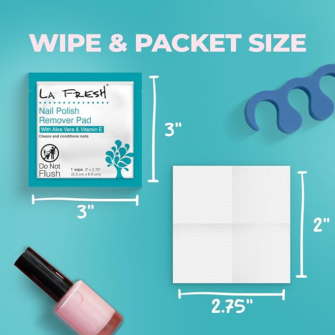 La Fresh Nail Polish Remover Wet Wipes with Lavender, Aloe Vera, and Vitamin E Pack of 200ct Acetone-Infused Pads - Nail Care Travel Essentials