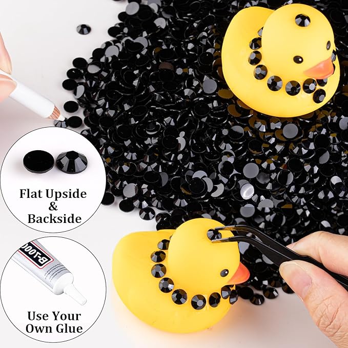 2000pcs 6mm Resin Rhinestones Bulk, Black Flatback Round Jelly Rhinestones Bedazzling Non Hotfix Crystal Gems Large Quantity Wholesale for DIY Crafts Clothes Bottles Tumblers Face Makeup Manicure