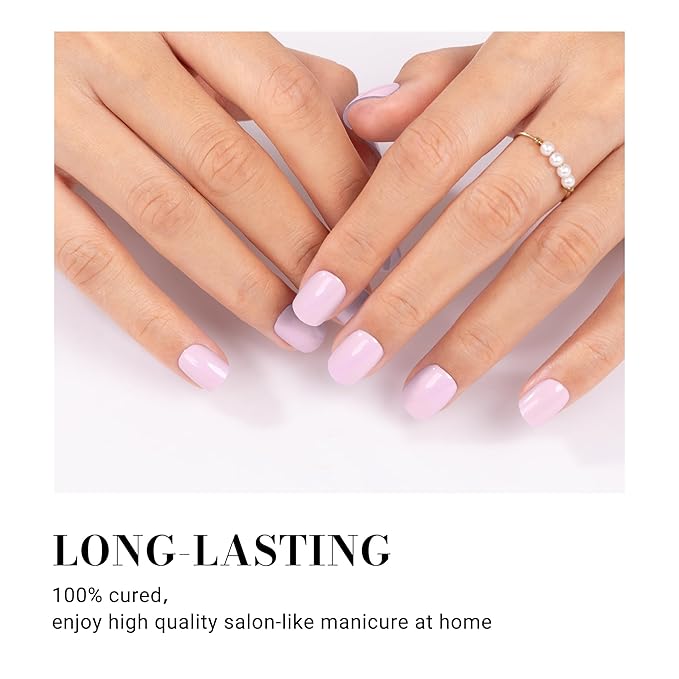 MelodySusie 30PCS Semi Cured Gel Nail Strips, Lavender, Salon Quality, Long Lasting, Easy to Apply, Includes 2 Prep Pads, Nail File and Wooden Stick