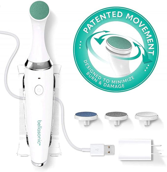 BELLASONIC 4-in-1 Rechargeable Electric Nail File Set with Unique Oscillating Head – Shape, Smooth, Buff & Shine Nails – Remove Cuticles & Calluses – Salon Quality Manicure Pedicure Results